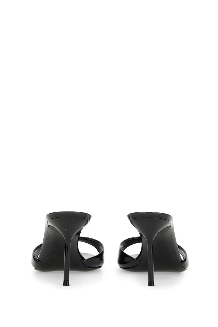 Paris Texas women’s mule Lidia black featuring black patent leather with a sleek minimalist design and slender high heels