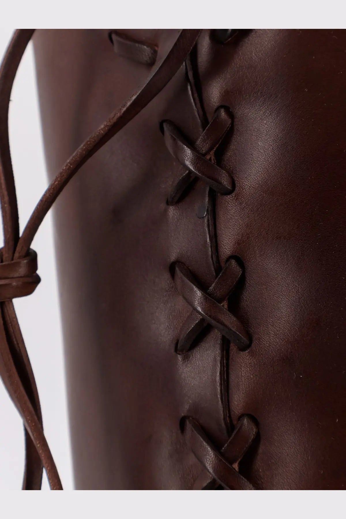 Brown leather boot with laced-up design from Paris Texas women’s Roxanne leather boots collection
