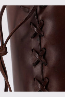 Brown leather boot with laced-up design from Paris Texas women’s Roxanne leather boots collection