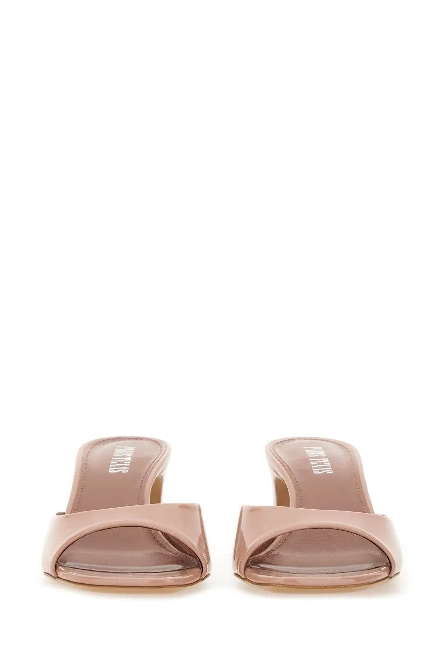 Paris Texas women’s sandalo Lara pink rose gold patent leather mules with a sleek minimalist design