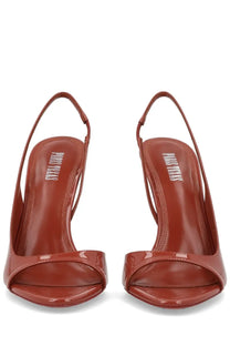 Paris texas women’s slingback lydia red burgundy patent leather heels with glossy finish and minimalist design