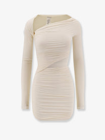 Amazuìn Women's Pat Stretch Fabric Mini Dress White