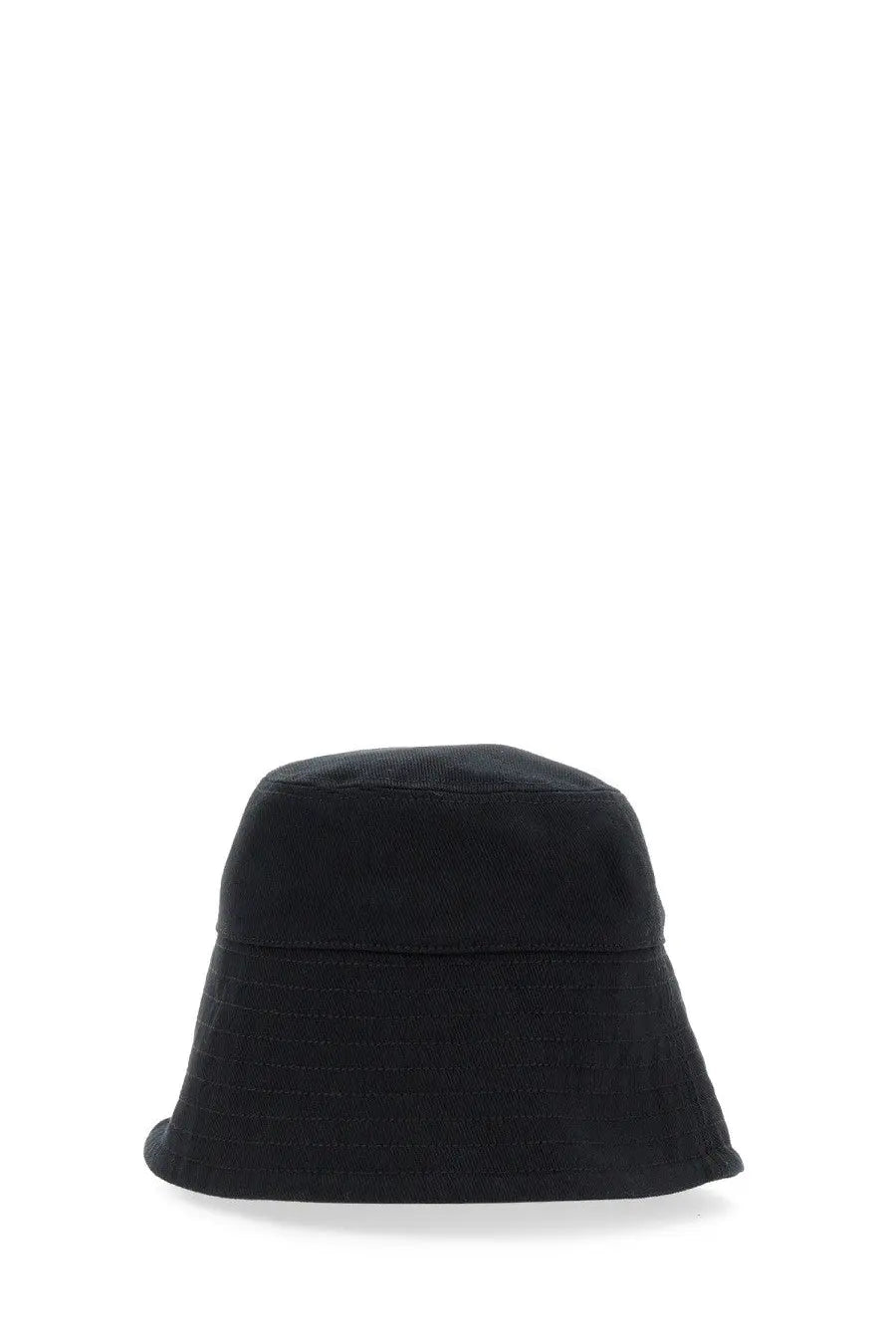 Patou women’s bucket hat in black corduroy with structured tapered silhouette and subtle vertical ridges