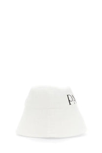 Patou women’s white bucket hat featuring black pa lettering on the side in a casual cotton material design