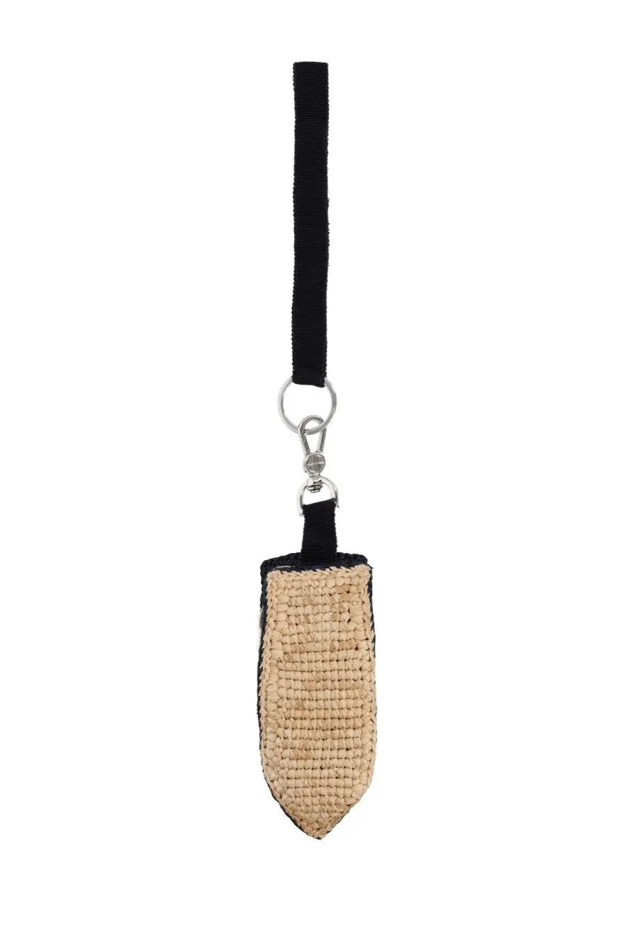 Black woven straw keychain with silver metal clasp and strap for patou womens charm boat blue product