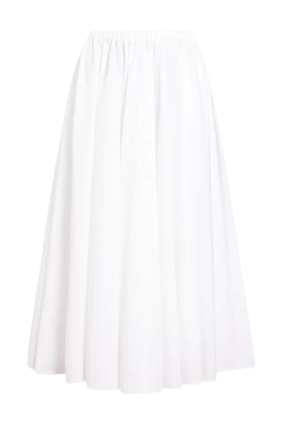 Patou women’s cotton midi skirt white with flowing soft pleated fabric and gathered waistband