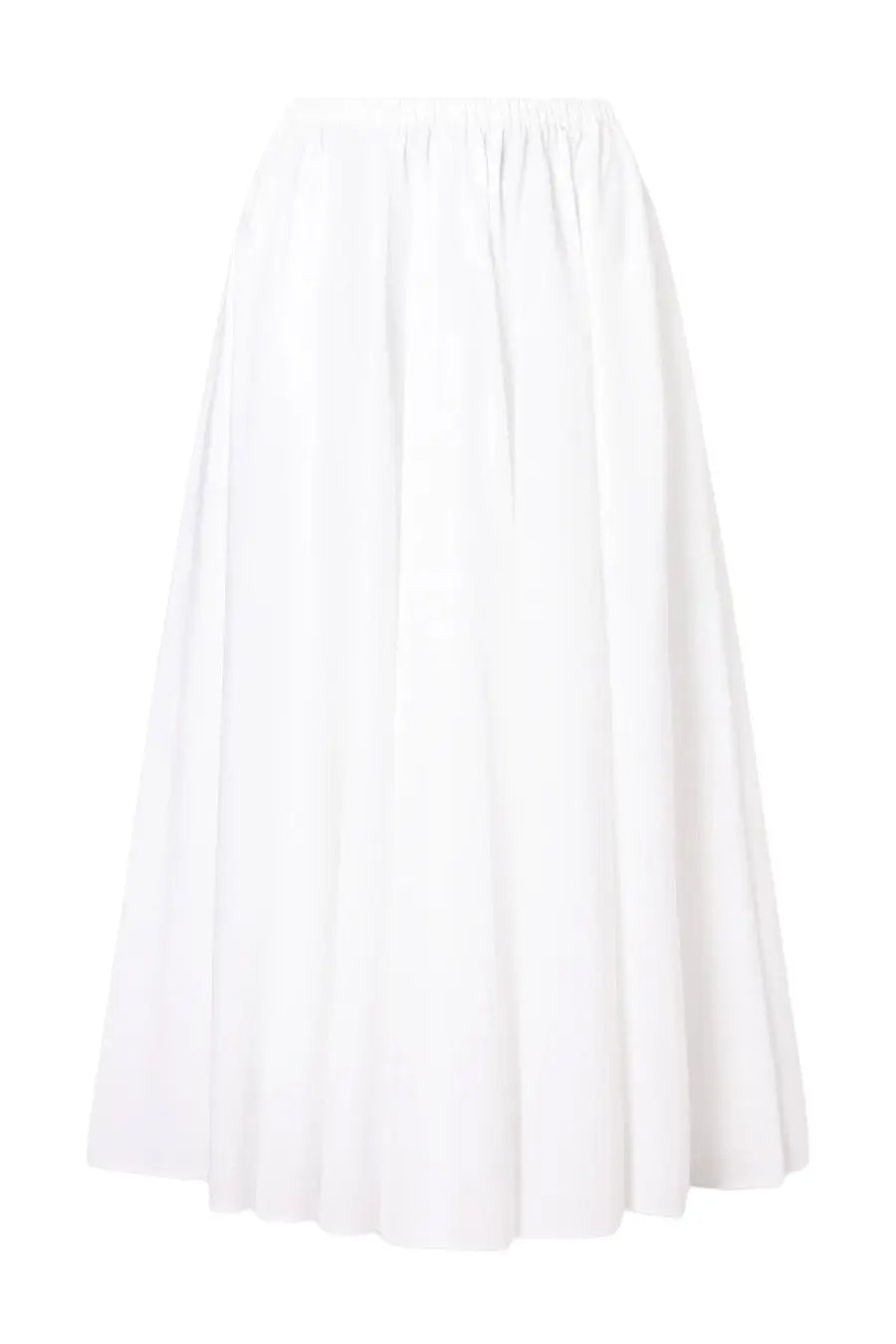 Patou women’s white cotton midi skirt with flowing a-line shape gathered waistband and soft pleated fabric
