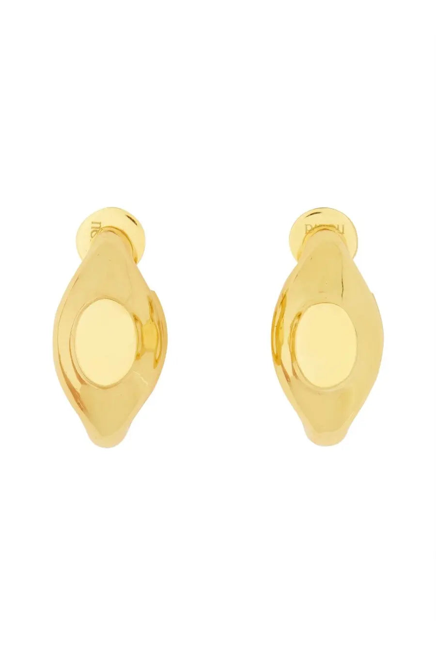 Patou women’s signet earrings gold oval-shaped gold-toned hoops with smooth polished finish and subtle indentations