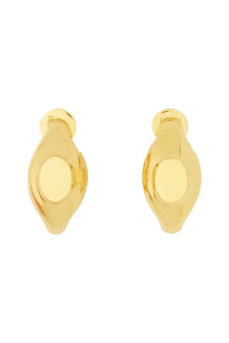 Patou women’s signet earrings gold oval-shaped gold-toned hoops with smooth polished finish and subtle indentations