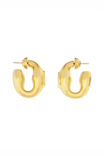 Patou women’s signet earrings gold textured gold-toned hoop earrings with modern sculptural design