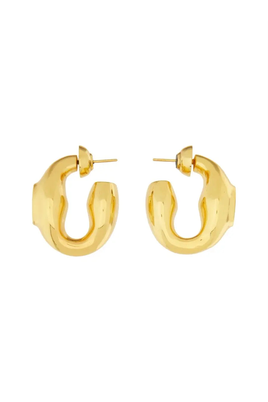 Patou women’s signet earrings gold textured gold-toned hoop earrings with modern sculptural design