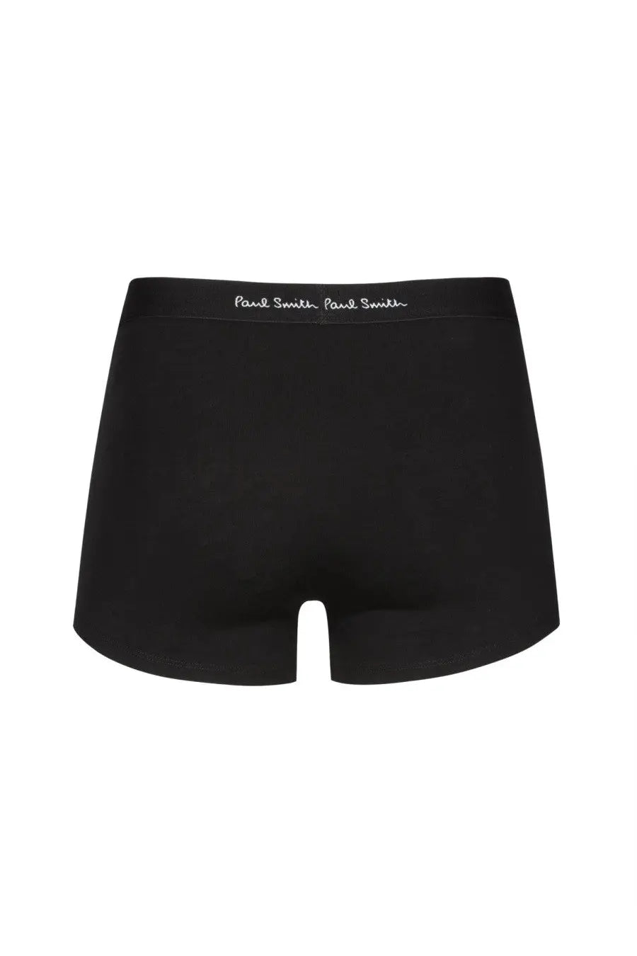 Black paul smith men’s boxer briefs with subtle white embroidered logo on waistband for comfortable daily wear