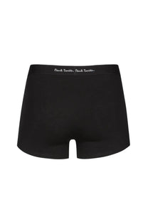Black paul smith men’s boxer briefs with subtle white embroidered logo on waistband for comfortable daily wear