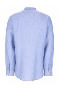 Paul smith men’s camicia in lino blue light blue linen shirt with subtle textured weave and buttoned cuffs