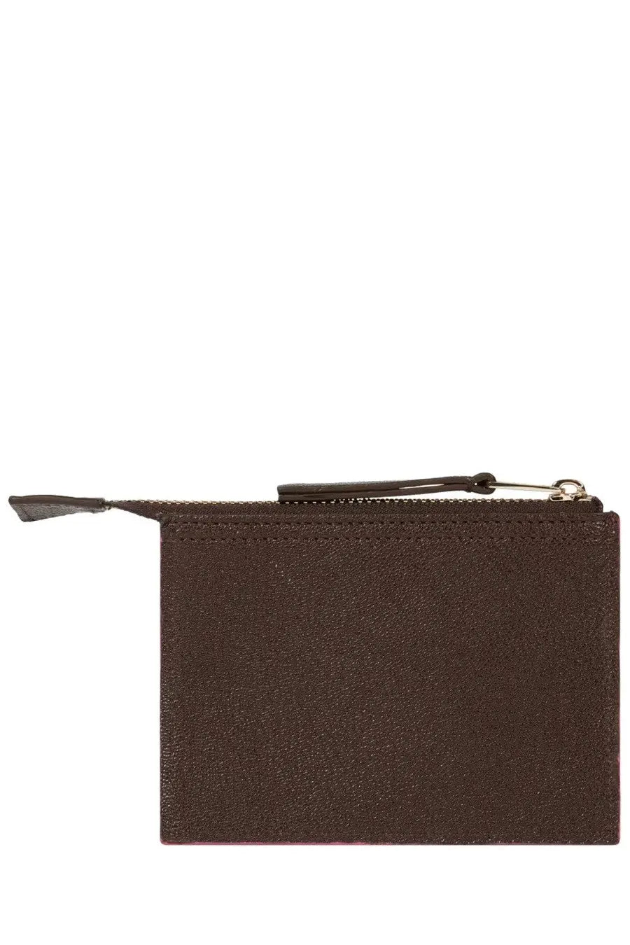 Brown textured leather zippered pouch with silver hardware and matching pull tab in paul smith mens card holder concertina orange