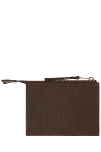 Brown textured leather zippered pouch with silver hardware and matching pull tab in paul smith mens card holder concertina orange