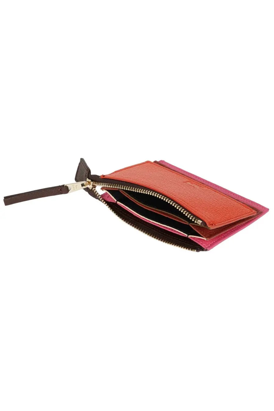 Paul Smith men’s card holder concertina orange with vibrant two-tone leather and textured orange exterior with pink interior