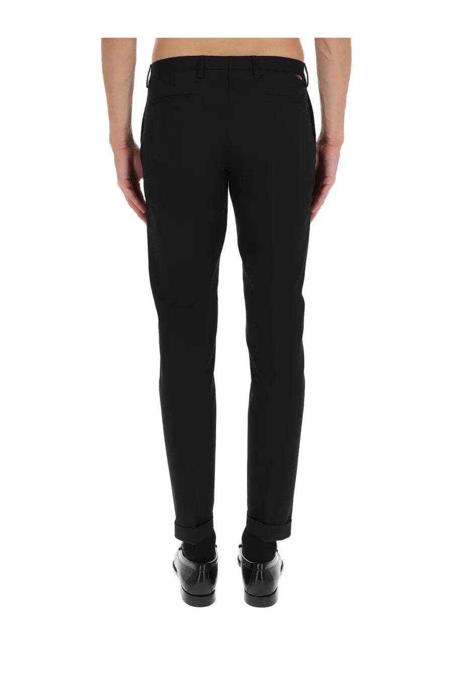 Black paul smith men’s cotton tailored trousers with sleek slim-fit cut and subtle creases