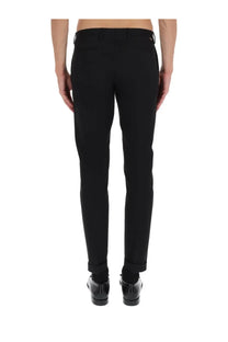 Black paul smith men’s cotton tailored trousers with sleek slim-fit cut and subtle creases
