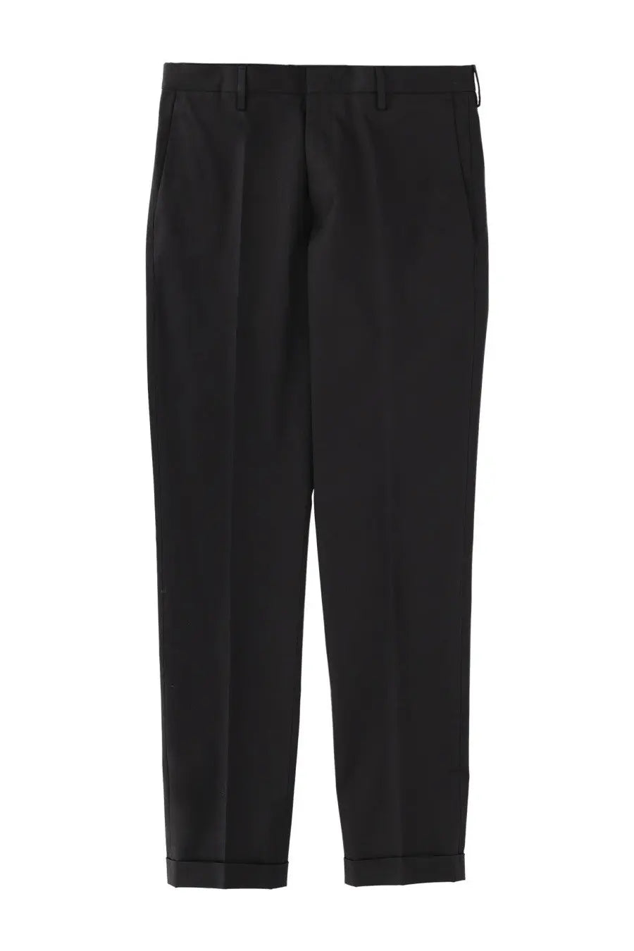 Black tailored cotton trousers by Paul Smith with sleek straight-leg cut and neatly cuffed hems for men
