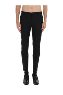 Black paul smith men’s cotton tailored slim fit trousers with rolled cuffs