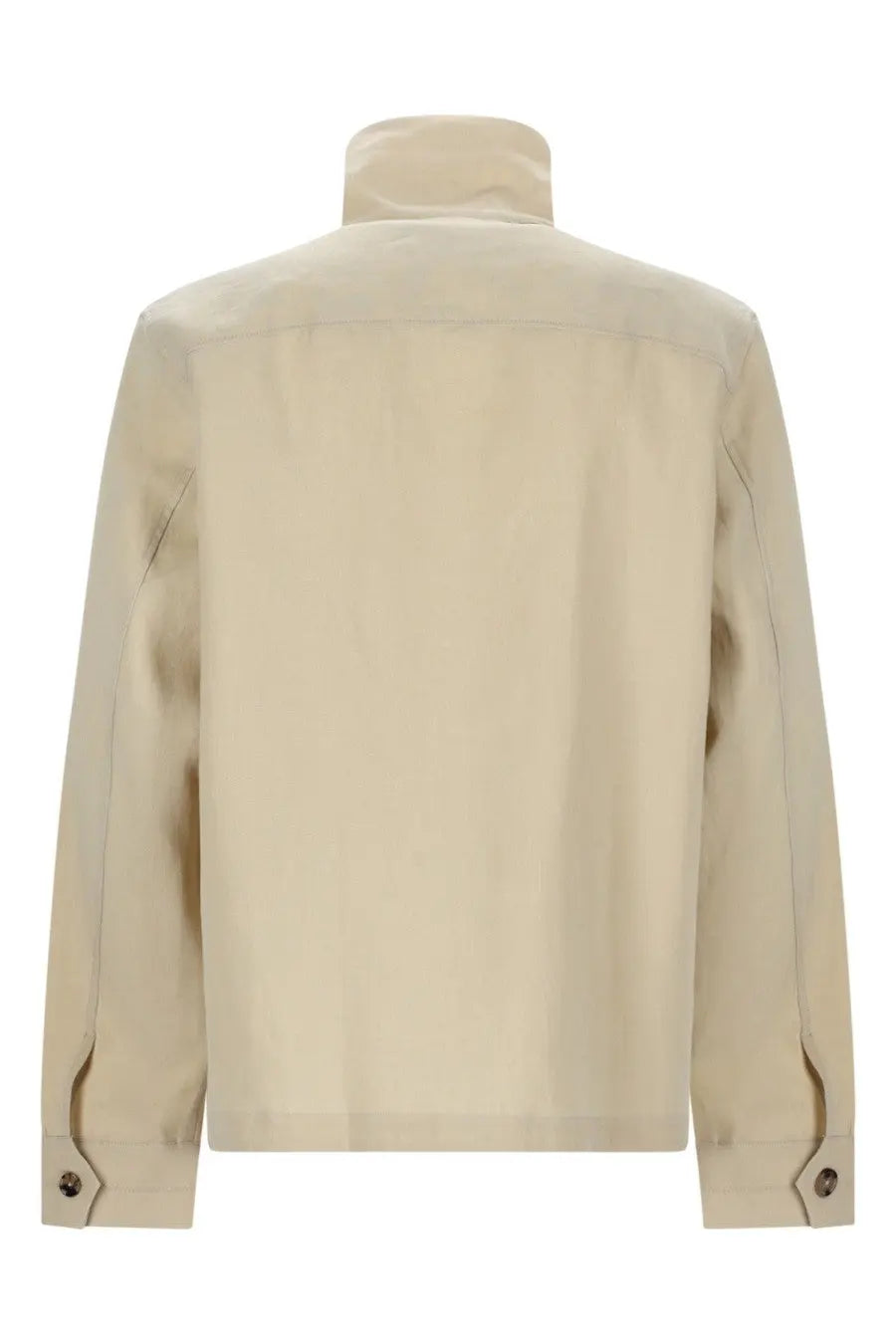 Beige cotton Paul Smith men’s giacca overshirt with stand-up collar and buttoned cuffs