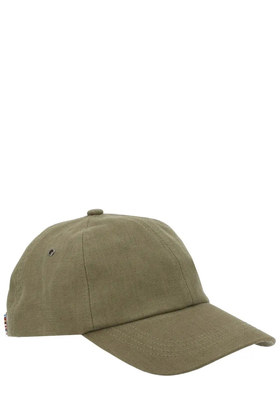 Paul Smith men’s olive green linen baseball cap with curved brim and subtle stitching details