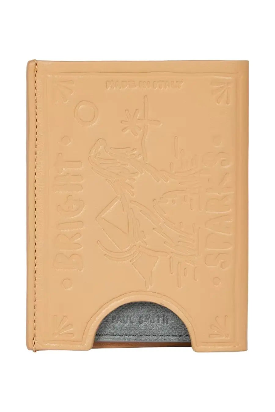 Paul Smith men’s beige leather match box card holder with embossed frog and celestial design branded faddmitty