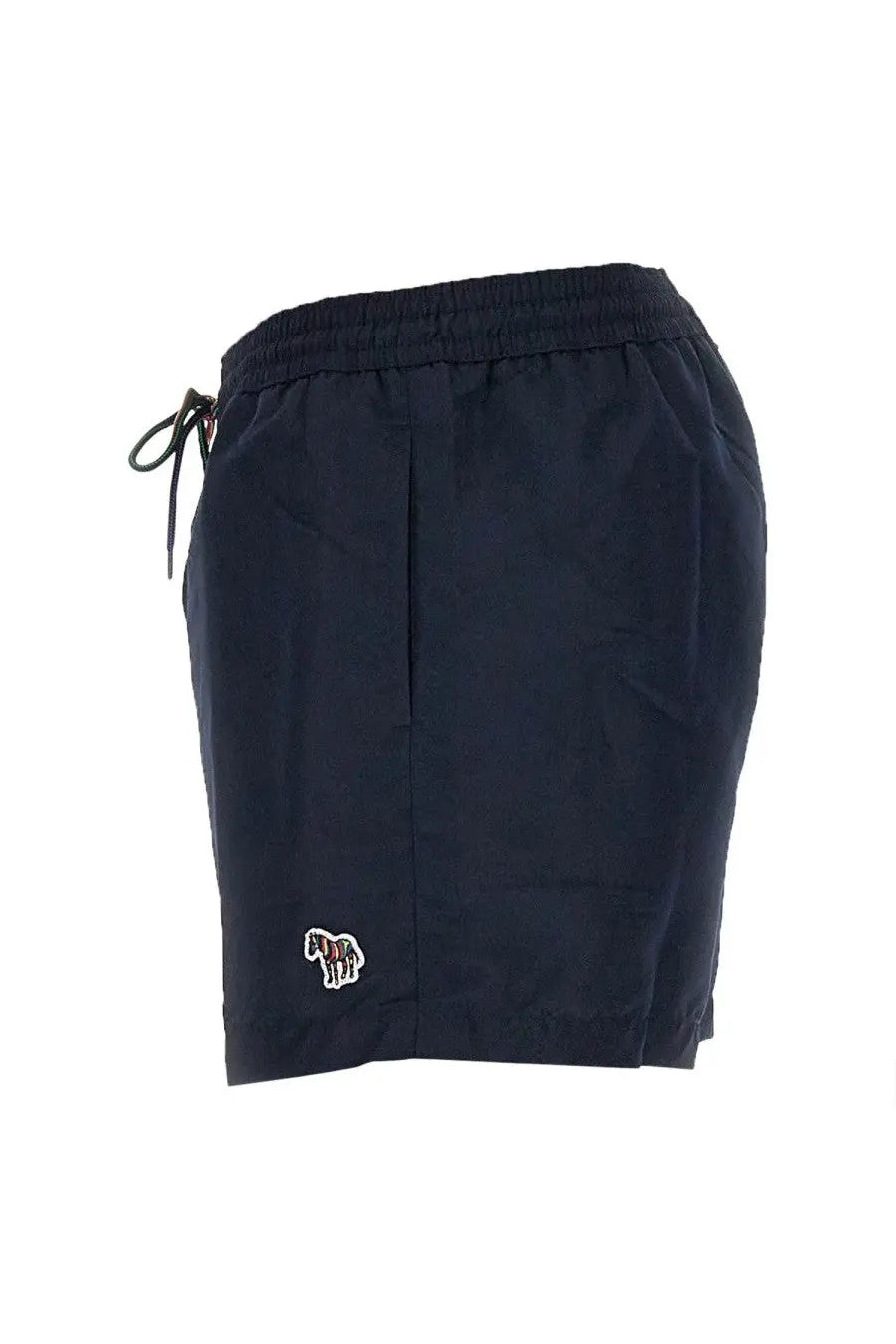 Paul Smith men’s swimsuit blue navy athletic shorts with black drawstring waistband and embroidered horse logo