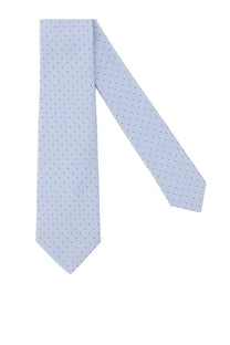 Paul smith men’s tonal floral tie in light blue with subtle dark dots and fine ribbed texture