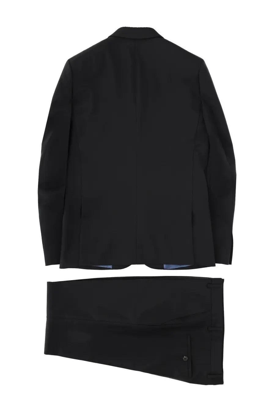Black tailored two piece suit by paul smith made from smooth wool with a sleek modern cut