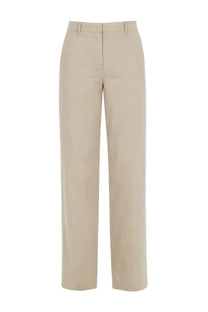 Paul Smith women’s pantalon sartoriale in beige linen with straight-leg tailored fit and belt loops