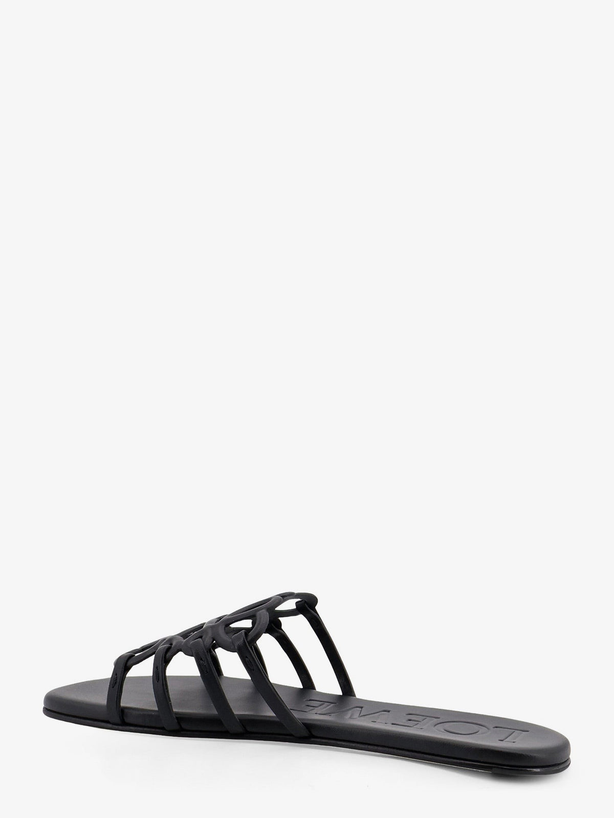 Loewe Women's Paulas Ibiza Aangram Petal Leather Sandals Black, view 3