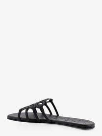 Loewe Women's Paulas Ibiza Aangram Petal Leather Sandals Black, view 3
