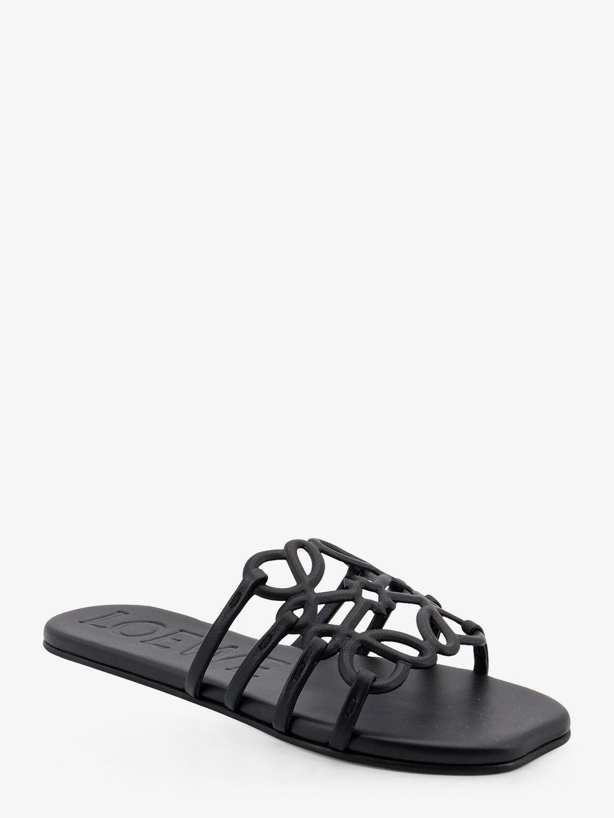 Loewe Women's Paulas Ibiza Aangram Petal Leather Sandals Black, view 2
