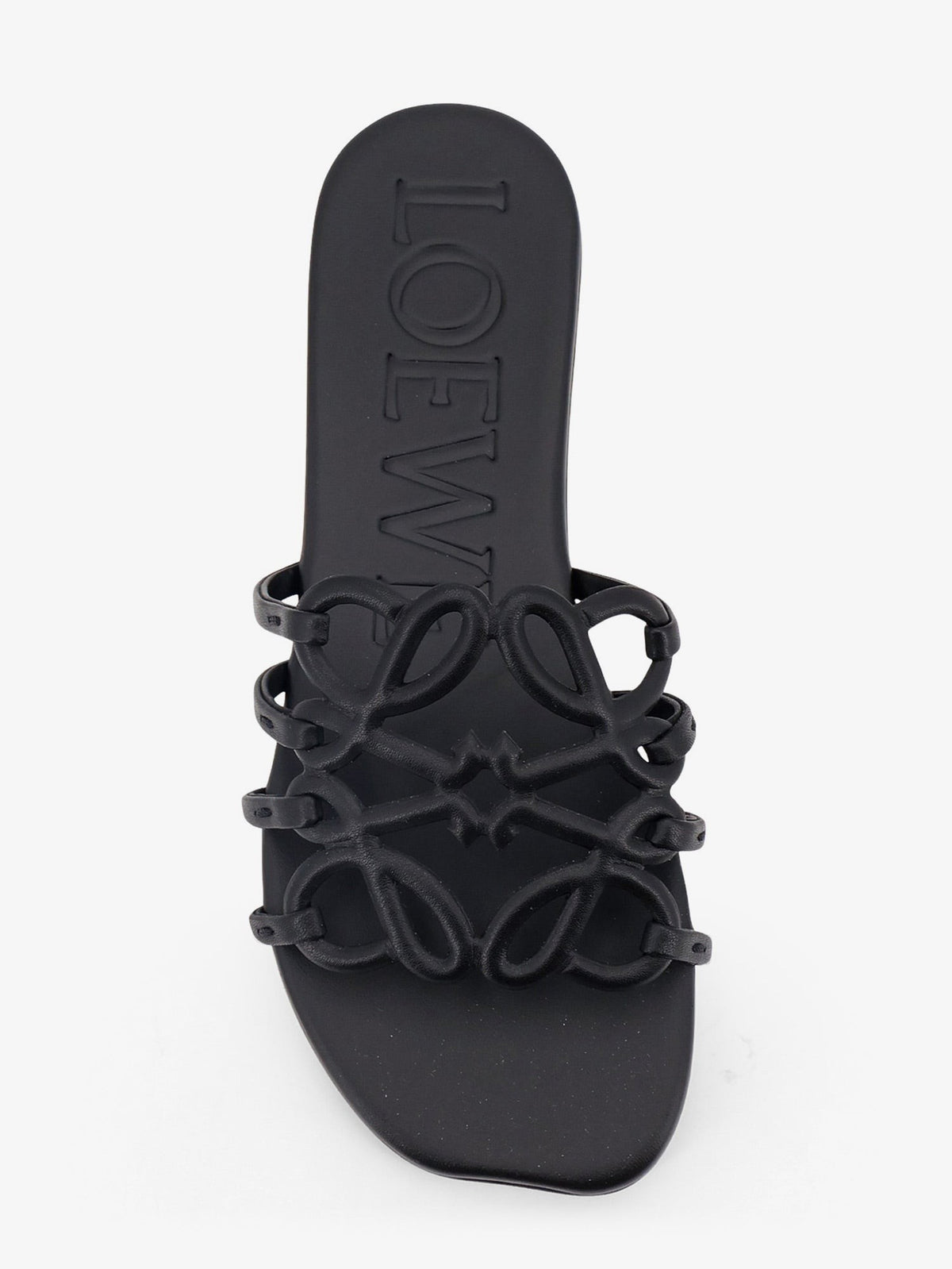 Loewe Women's Paulas Ibiza Aangram Petal Leather Sandals Black, view 5