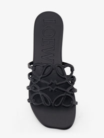 Loewe Women's Paulas Ibiza Aangram Petal Leather Sandals Black, view 5