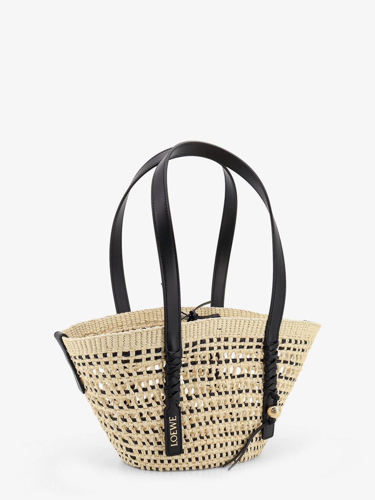 Loewe Women's Paulas Ibiza Braid Basket Small Iraca Palm Leaf Shoulder Bag Black