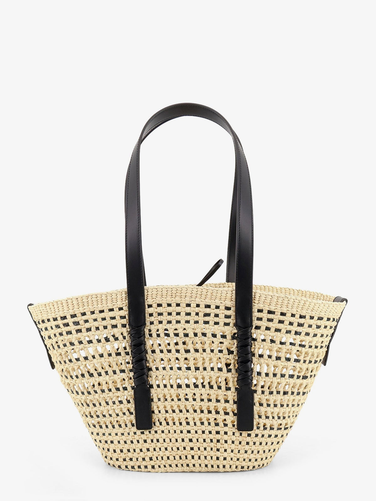 Loewe Women's Paulas Ibiza Braid Raffia and Leather Shoulder Bag Black