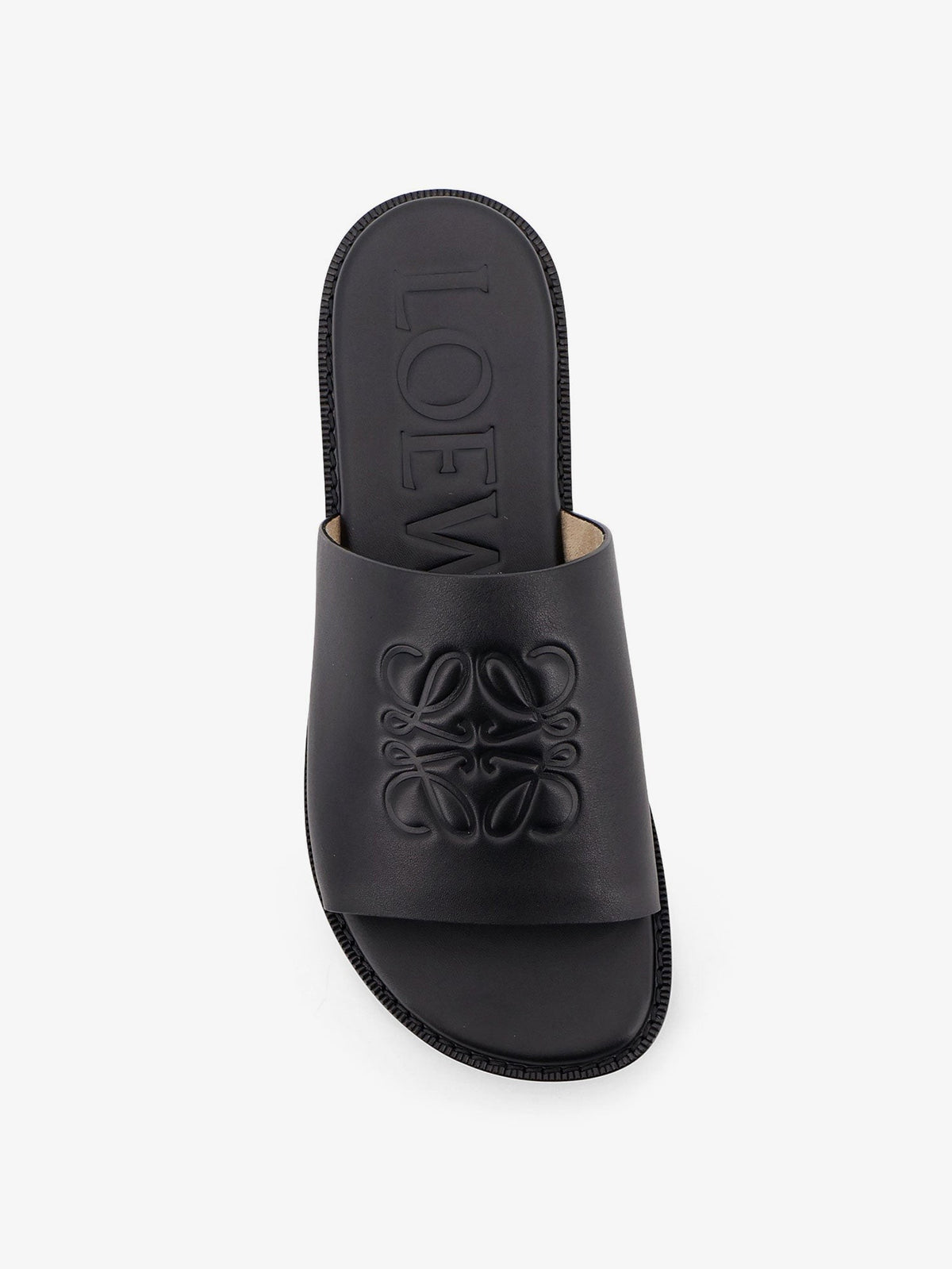 Loewe Men's Paulas Ibiza Flex Anagram Leather Sandals Black