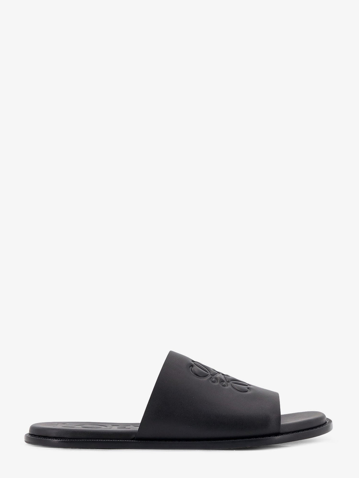 Loewe Men's Paulas Ibiza Flex Anagram Leather Sandals Black