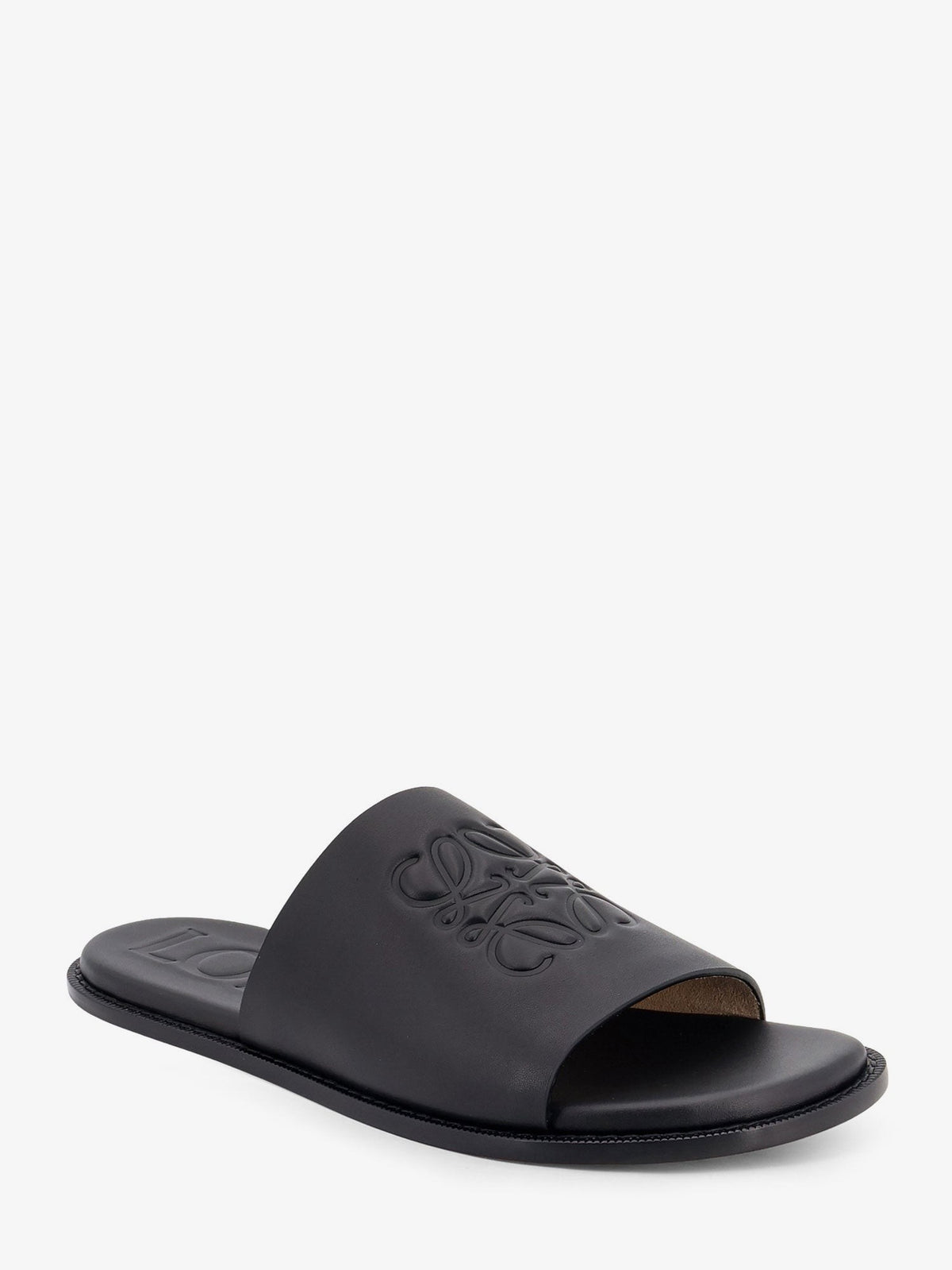 Loewe Men's Paulas Ibiza Flex Anagram Leather Sandals Black