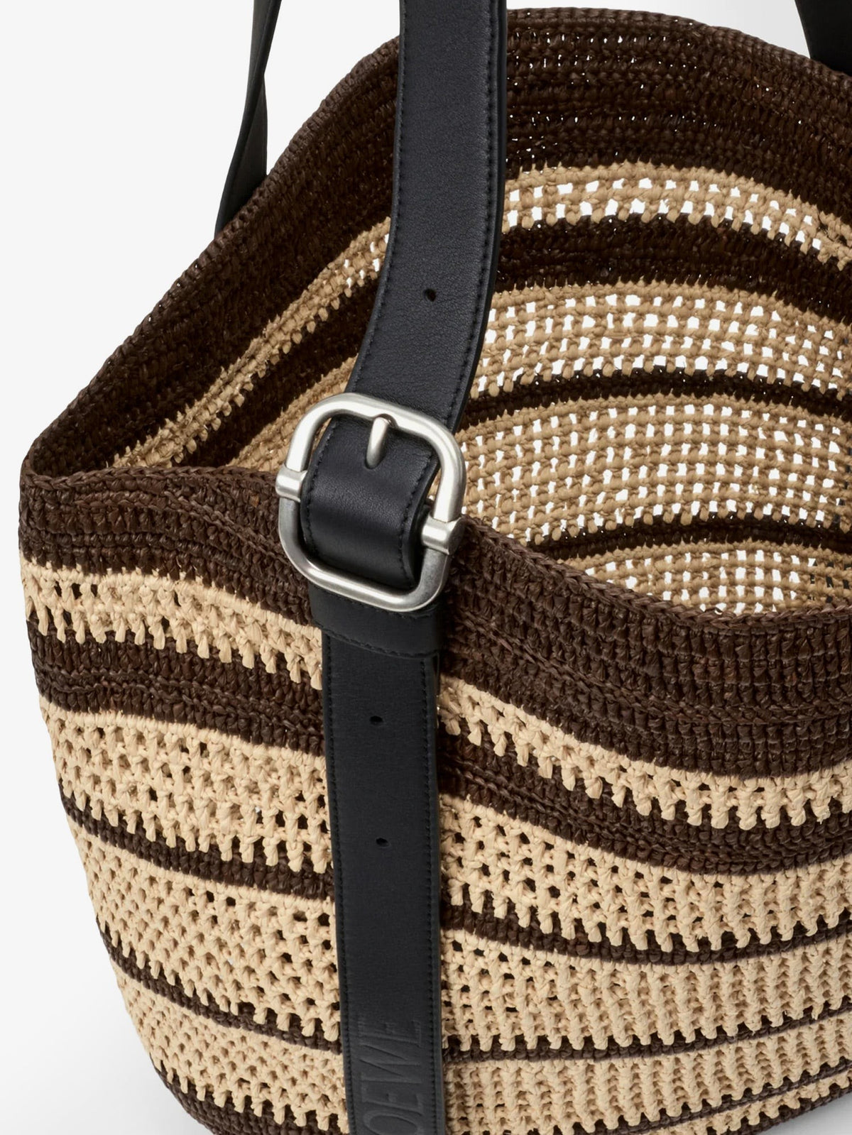 Loewe Men's Paulas Ibiza Two Tone Raffia Loop Shopping Bag White