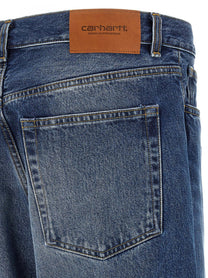 Carhartt Wip Men's Washed Out Blue Denim Jeans Blue