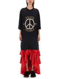 Moschino Women's Peace &amp; Pearls Cotton Interlock Dress Black