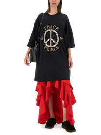Moschino Women's Peace &amp; Pearls Cotton Interlock Dress Black