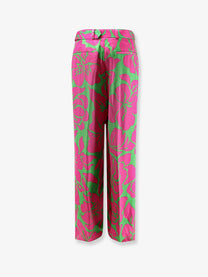 Dries Van Noten Women's Peaches Bis Viscose Trousers Green