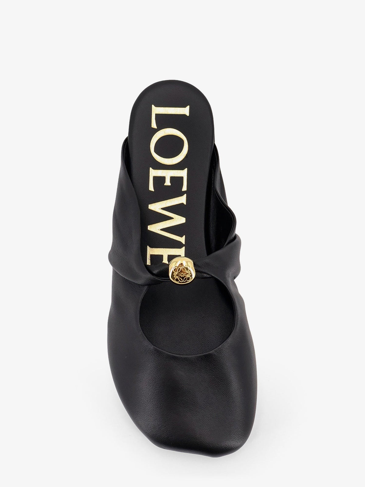 Loewe Women's Pebble Soft Low Leather Sandals Black, view 5
