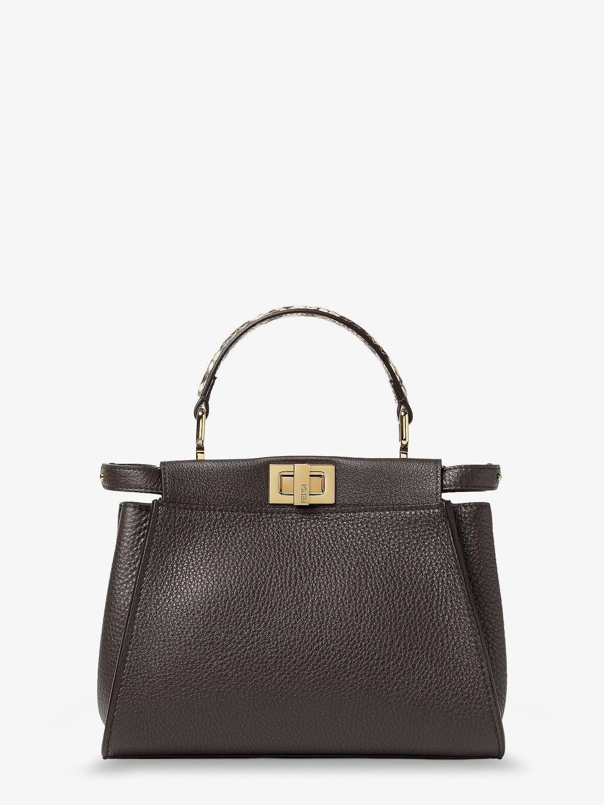 Fendi Women's Peekaboo Mini Hammered Leather Handbag Black
