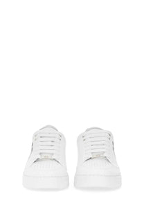 Philipp plein men’s white leather sneakers with perforated detailing and metallic eyelets for casual wear